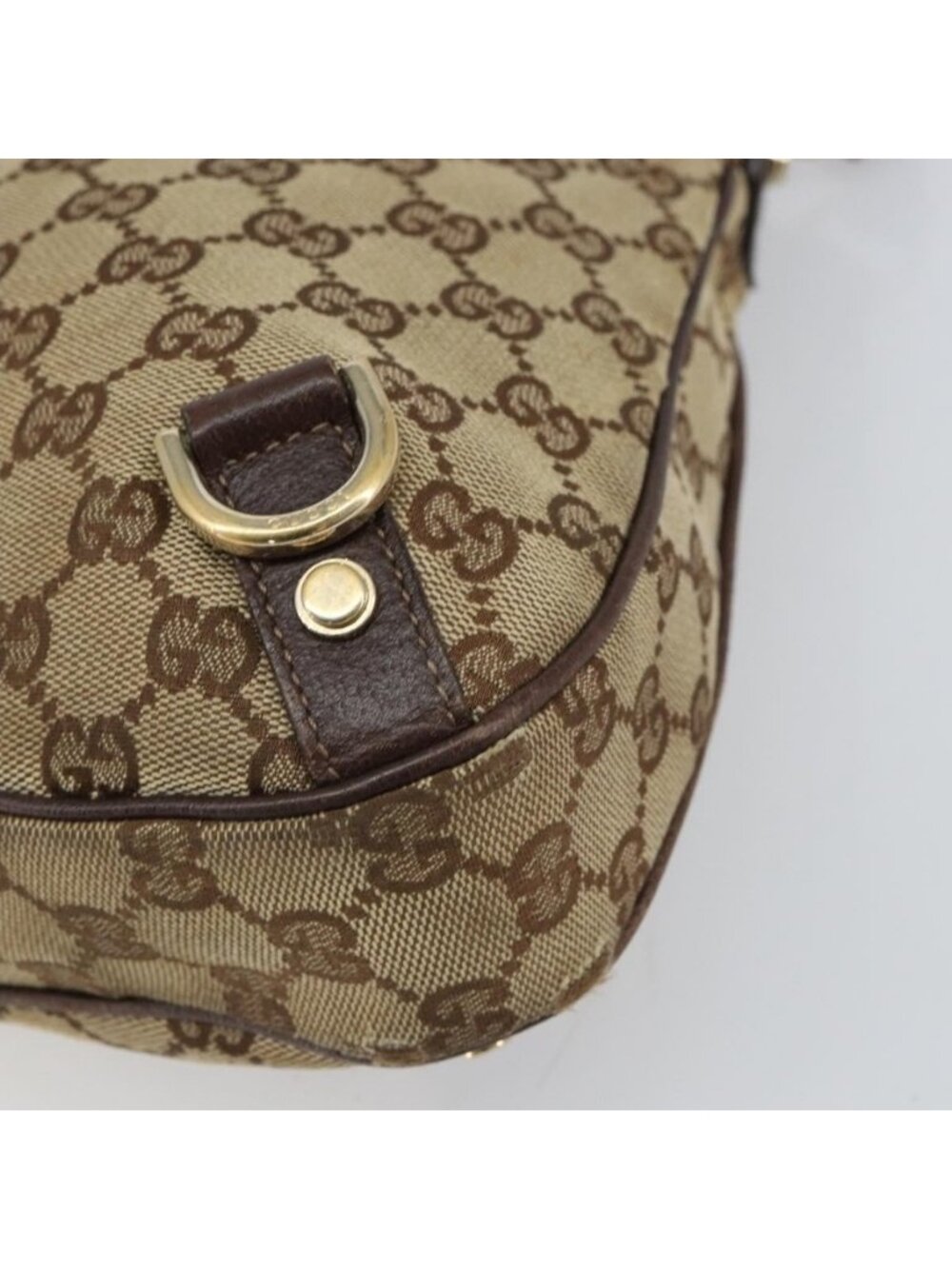 Authentic GUCCI GG Canvas Abbey Shoulder Bag Beige Gold 130738 - Picture 7 of 16